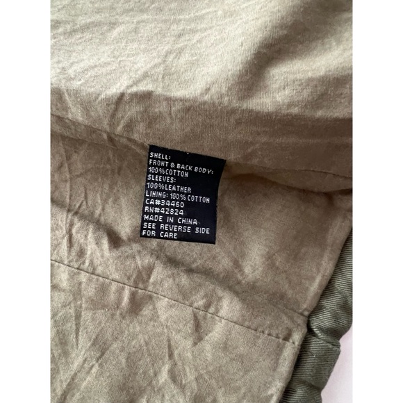 VEDA Army / Military Jacket with Leather Sleeves - Picture 4 of 9